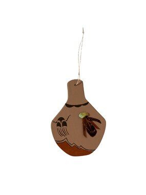 Vintage Christmas Native American Ornament Wood With Turquoise Accent